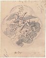 Jupiter with his Eagle (recto), Francesco Solimena (Italian, Canale di Serino 1657–1747 Barra), Pen, brown ink, gray wash over black chalk